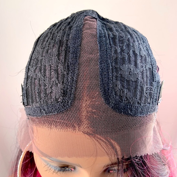 Gorgeous 30” Ombre Pink Fuchsia Synthetic Lace Front Wig - Picture 5 of 14